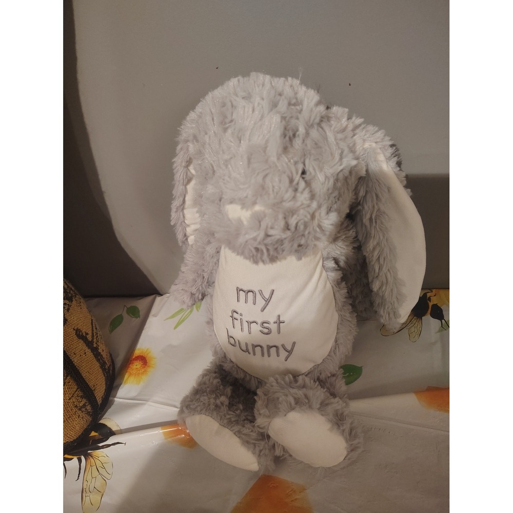 Carried Away My First Bunny Grey Plush Stuffed Animal Long Ear Rabbit Toy
